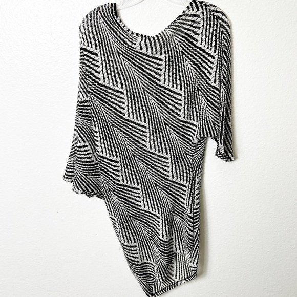 ALBERTO MAKALI BLACK WHITE PRINT LARGE STRETCHY WOMEN BLOUSE TOP - Picture 4 of 6